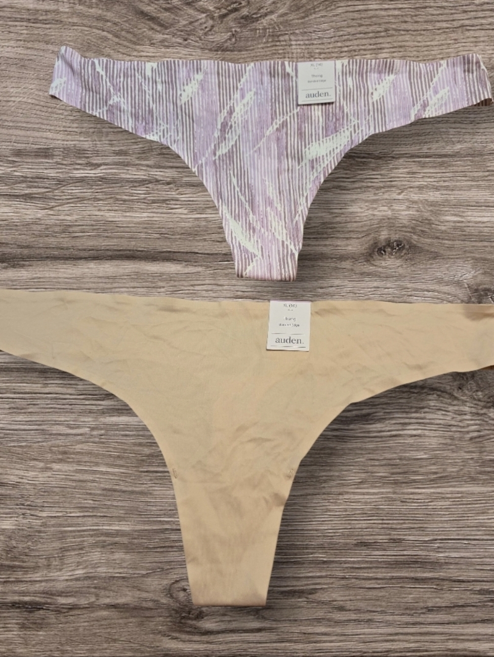 Auden Seamless Thong Panties – Lavender Print & Nude (2-Pack)